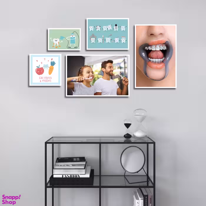 تابلو بکلیت طرح بهداشت دندان و دندانپزشکی مدل W-1820 مجموعه 5 عددی