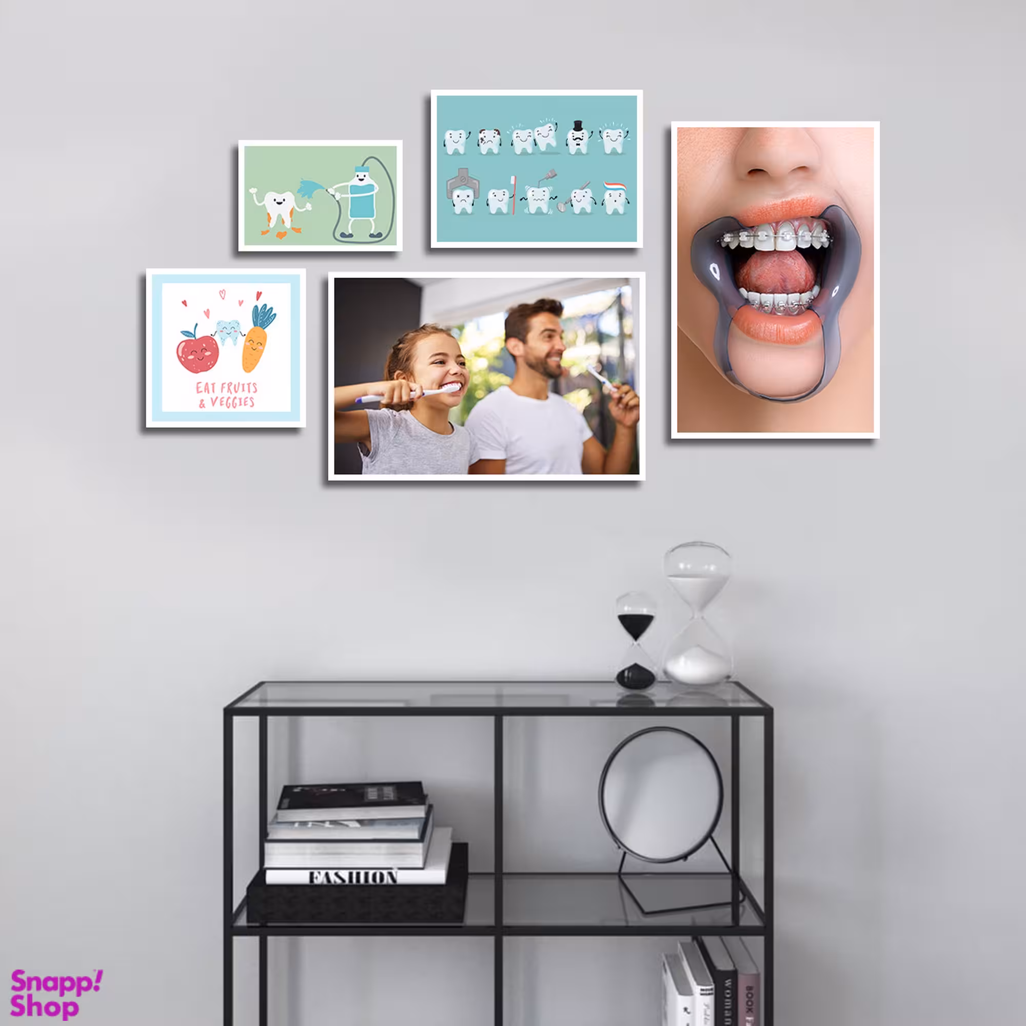 تابلو بکلیت طرح بهداشت دندان و دندانپزشکی مدل W-1820 مجموعه 5 عددی