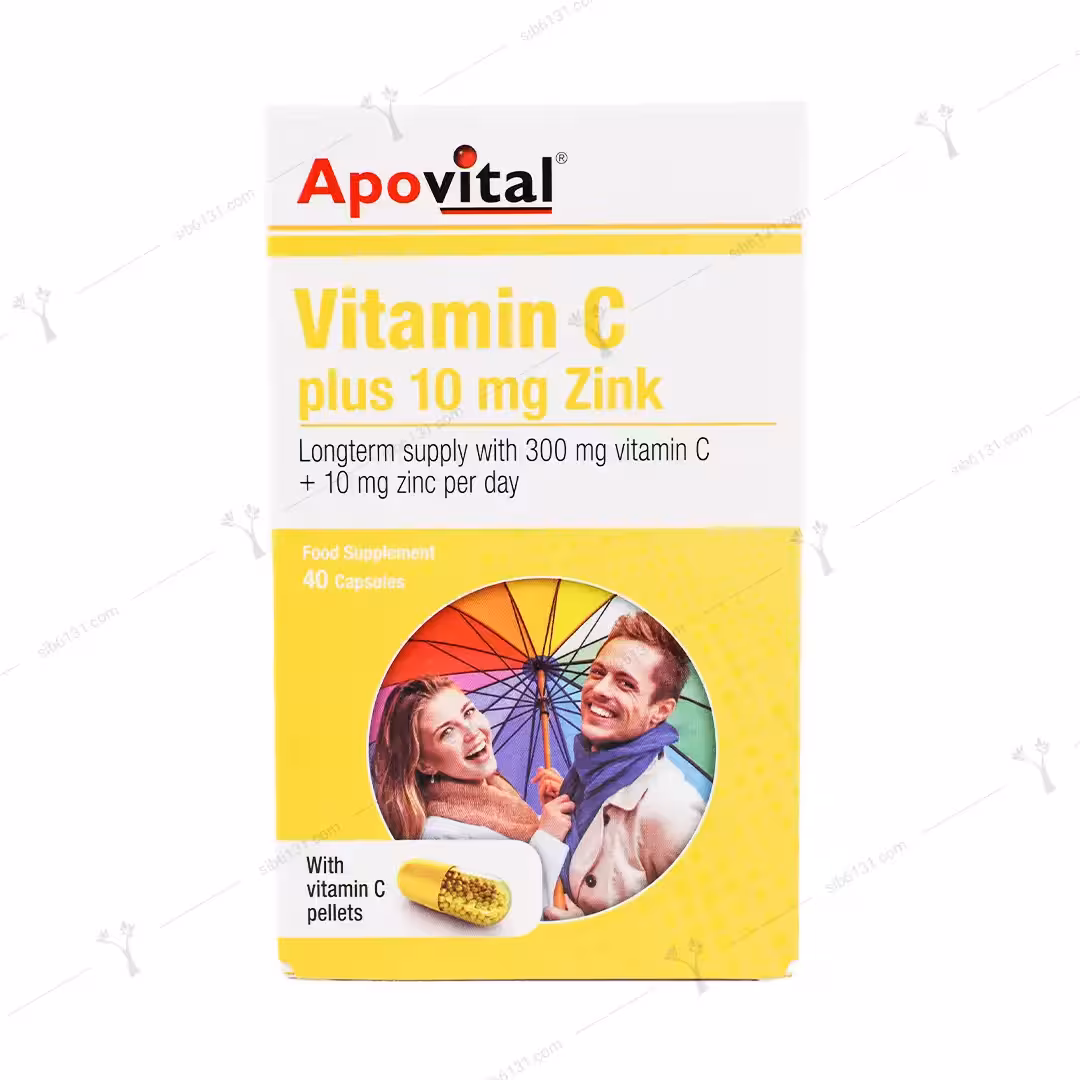 کپسول ویتامین سی پلاس 10 میلی گرم زینک آپوویتال 40 عددی