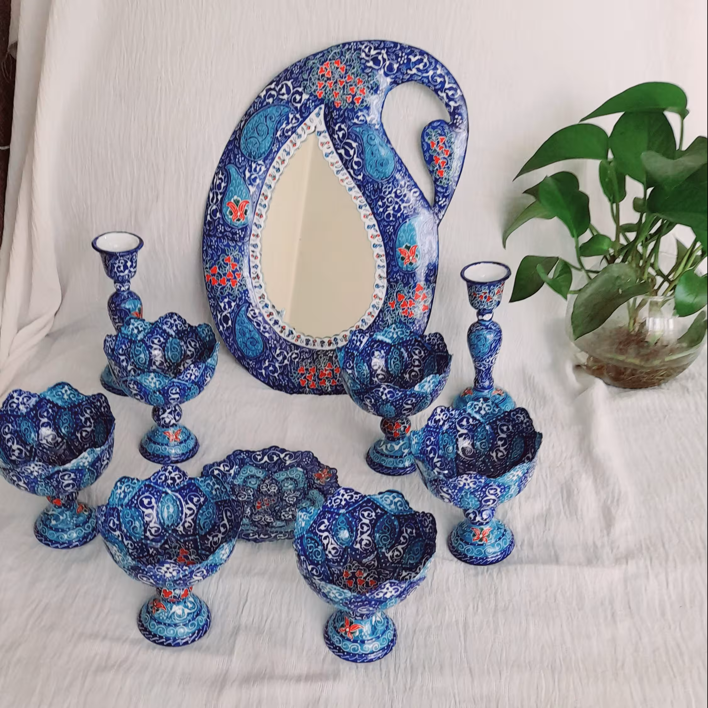 سری هفت سین مینا کاری روی مس