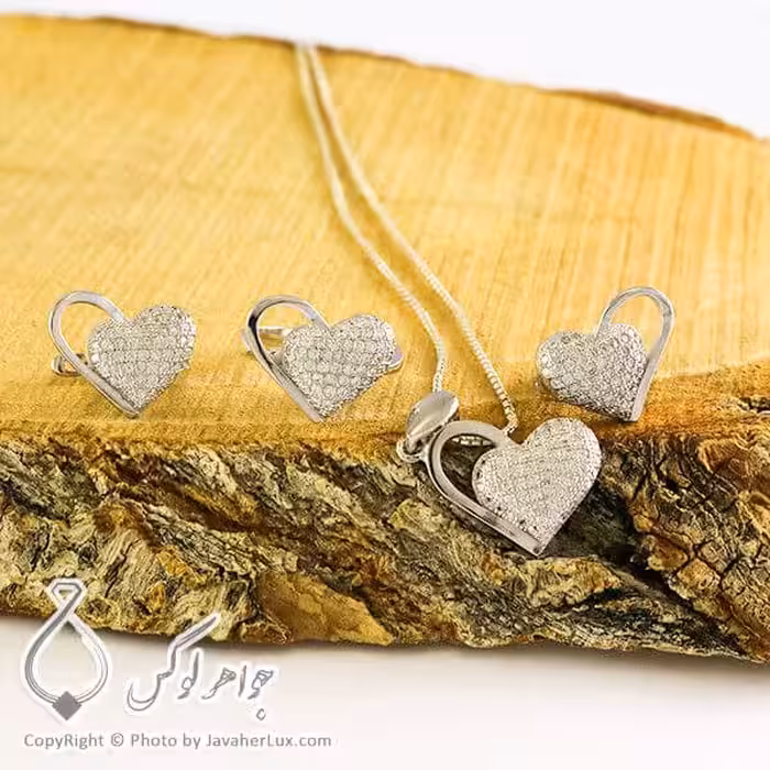 نیم ست نقره زنانه مدل قلب _ کد : 100298