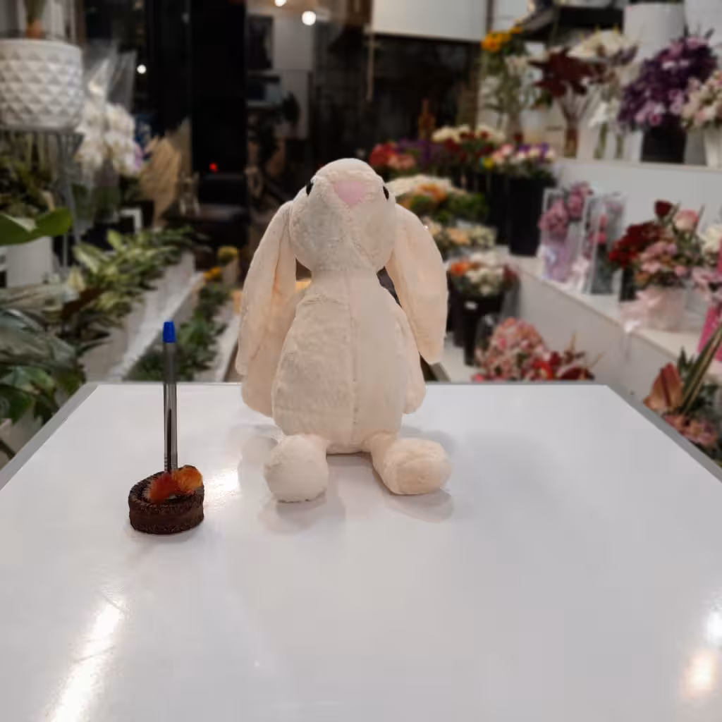 عروسک خرگوش دماغ صورتی بزرگ