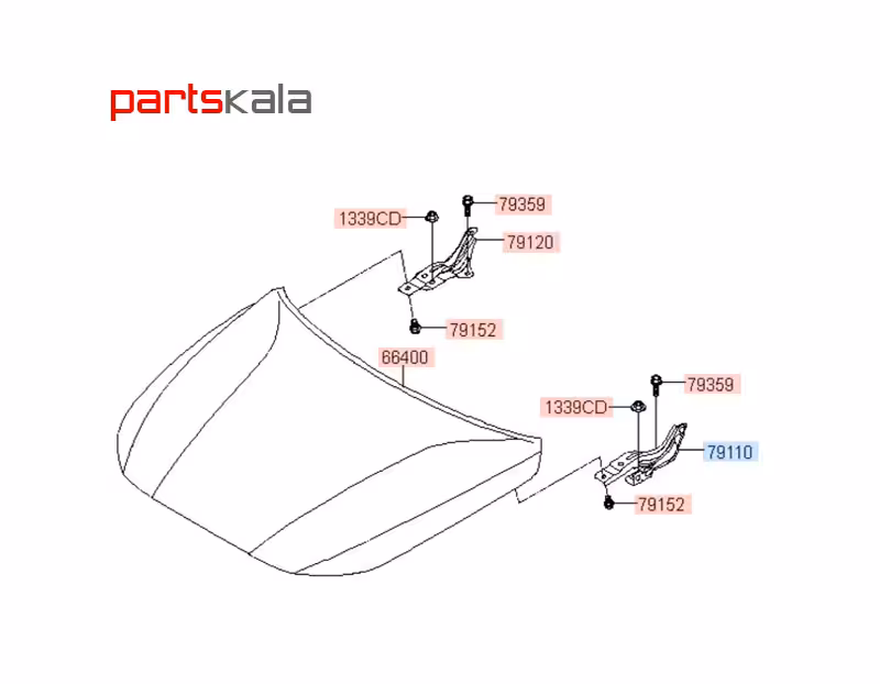 لولای چپ درب موتور آزرا گرنجور