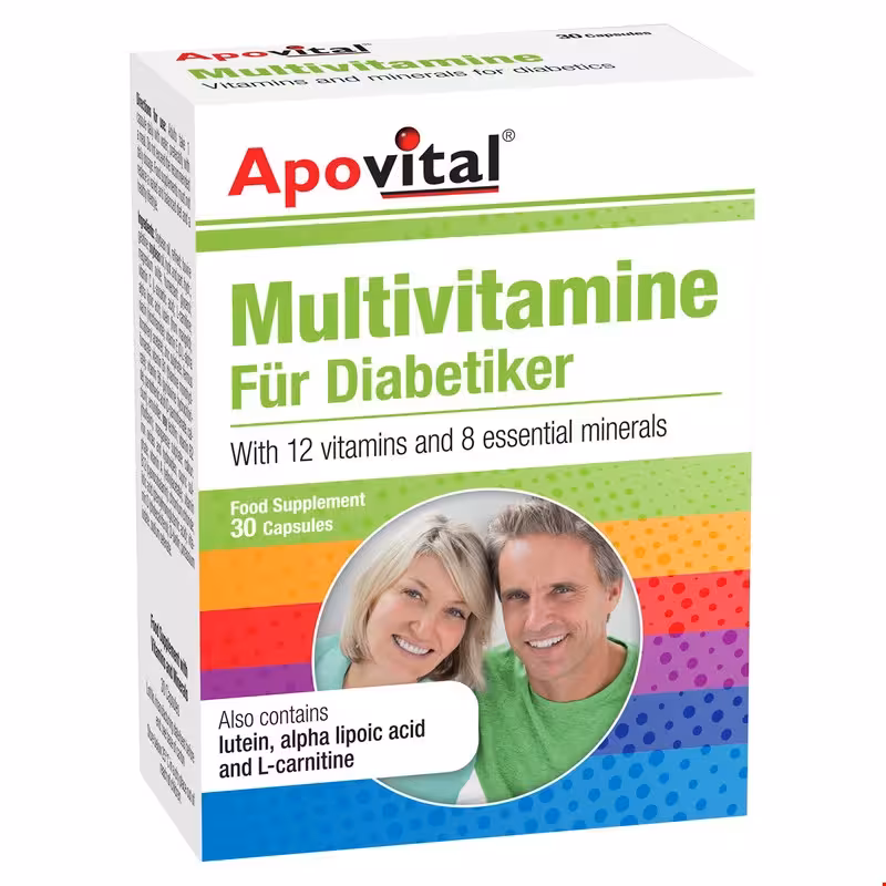 کپسول مولتی ویتامین افراد دیابتی آپوویتال 30 عددی