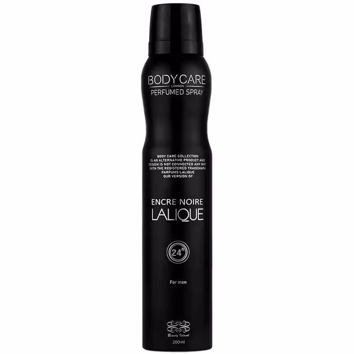 اسپری بدن مردانه بادی کر مدل Lalique Black | رایحه تلخ و چوبی، ماندگاری بالا، حجم 200 میل