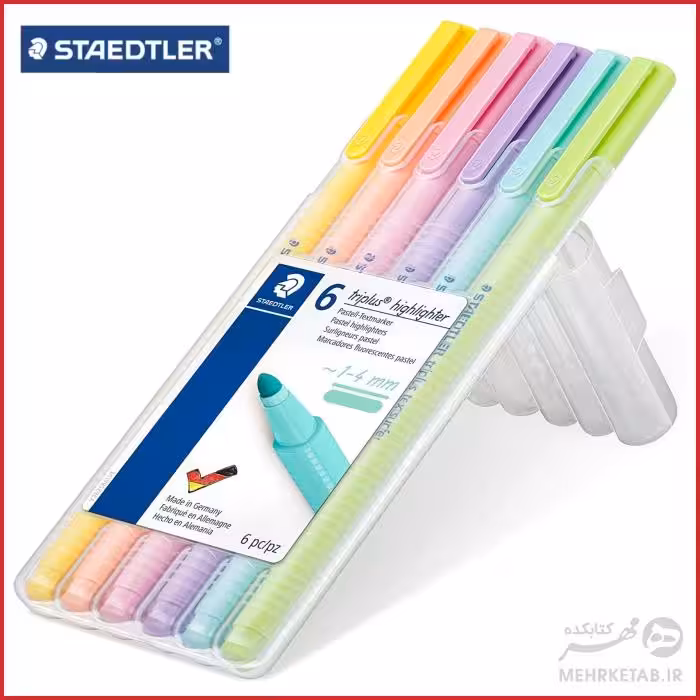 هایلایتر قلمی استدلر طیف رنگهای پاستلی بسته شش عددی Staedtler triplus textsurfer Pastel Highlighter set of 6