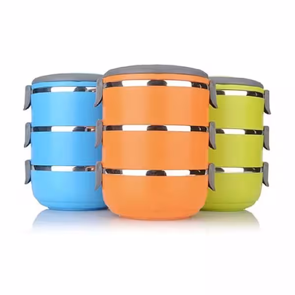 ظرف غذای سه طبقه استیل-پلاستیک کد 117008259
