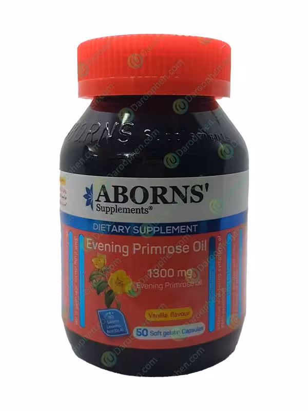 کپسول روغن گل مغربی 1300 ابورنز 50 عددی – Aborns Evening Primrose Oil 1300 mg 50 caps