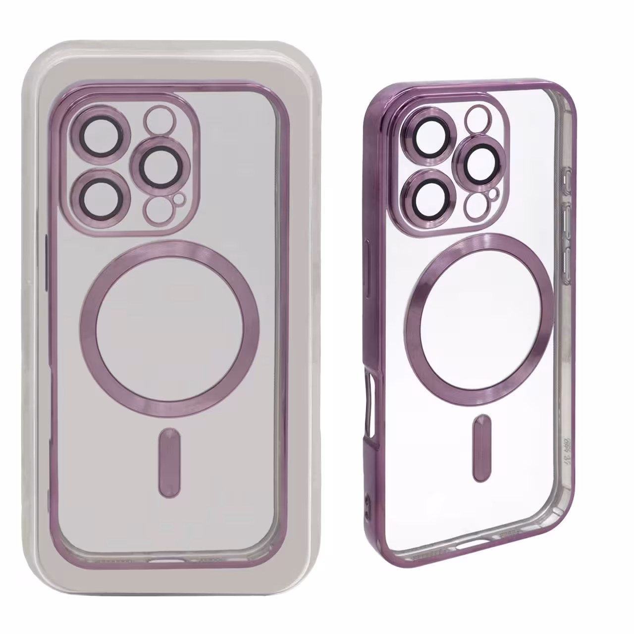 قاب اورجینال الکترواستاتیک Magsafe لنز گلس دار Apple iPhone 16 Pro - بنفش (پک دار)