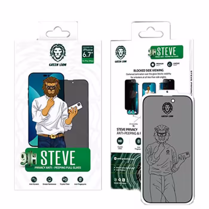 محافظ صفحه نمایش حریم خصوصی گرین لاین مدل 9H steve مناسب برای گوشی موبایل اپل iphone 14 pro
