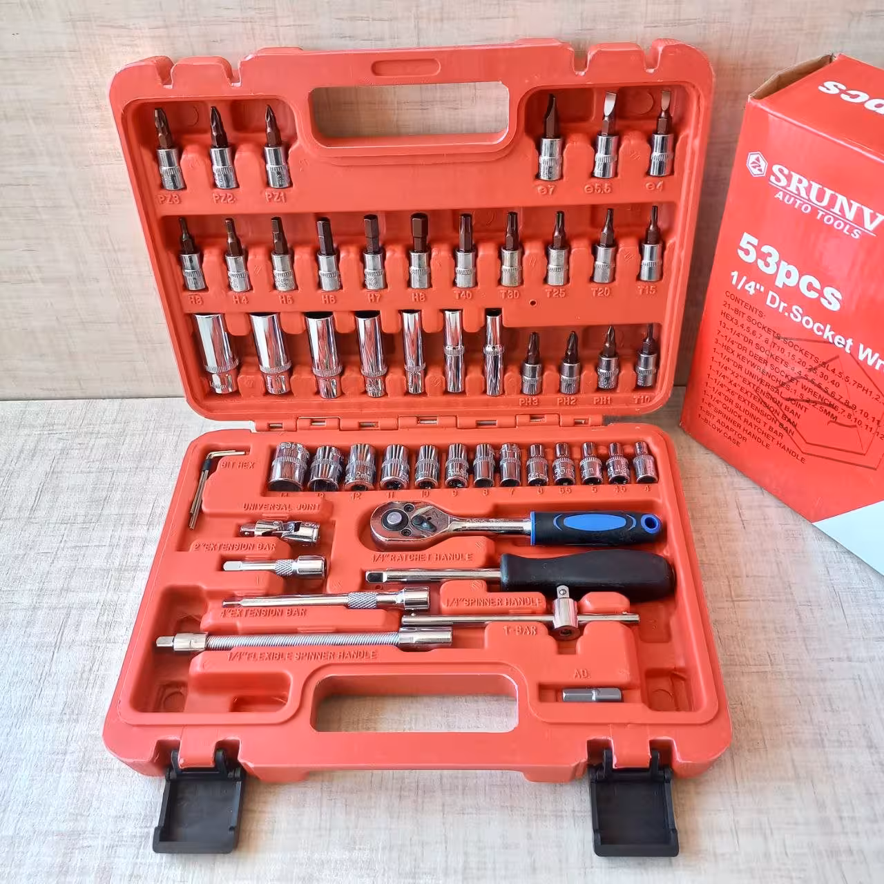 جعبه بکس 53 پارچه مارک اسرون SRUNV  - آلیاژ اصلی - صنعتی