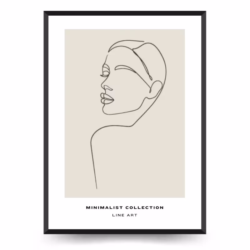 تابلو دکوراتیو پرتره لاین آرت چهره دختر کد 4