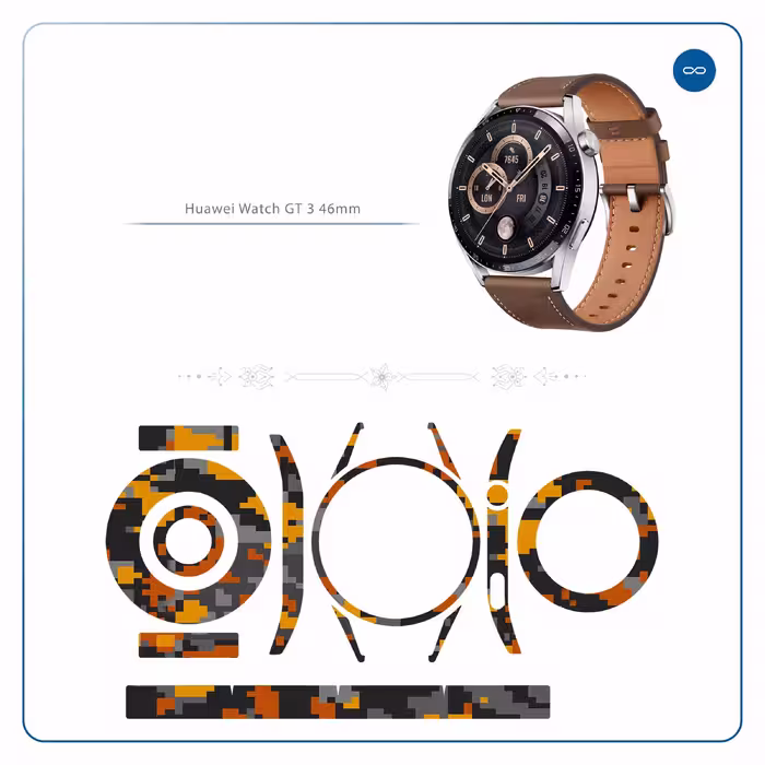 برچسب ماهوت طرح Army-Autumn-pixel مناسب برای ساعت هوشمند هوآوی Watch GT 3 46mm