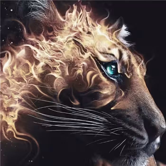 تابلو کاشی طرح شیر آتشین مدل QT 1002