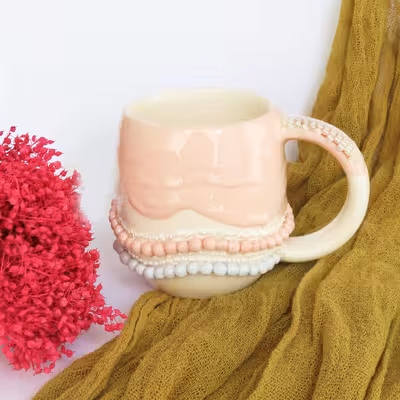 ماگ سرامیکی طرح مروارید مدل دستساز کد 1120