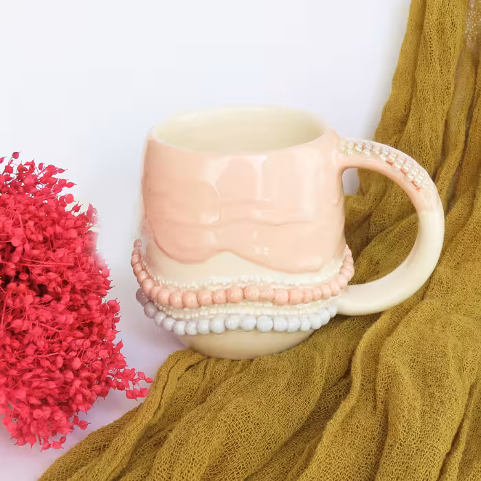 ماگ سرامیکی طرح مروارید مدل دستساز کد 1120