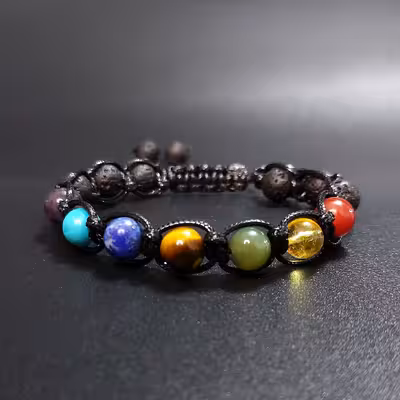 دستبند مدل هفت چاکرا با بافت چرمی66