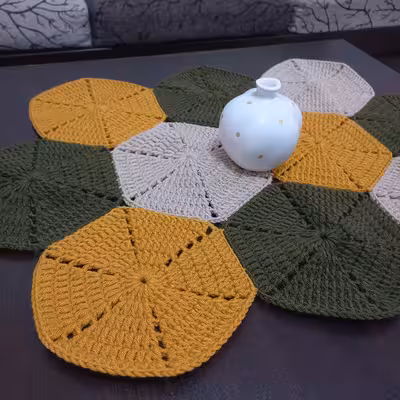  رومیزی بافتنی طرح شش ضلعی بوهو کد 72