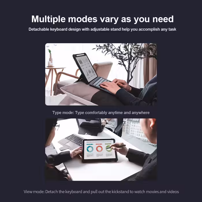 کیف کلاسوری کیبورد دار نیلکین مدل Bumper Combo Keyboard مناسب برای تبلت سامسونگ Galaxy Tab S8 Plus (S8 )/ S8 Plus 5G/ S7 FE/ S7 Plus
