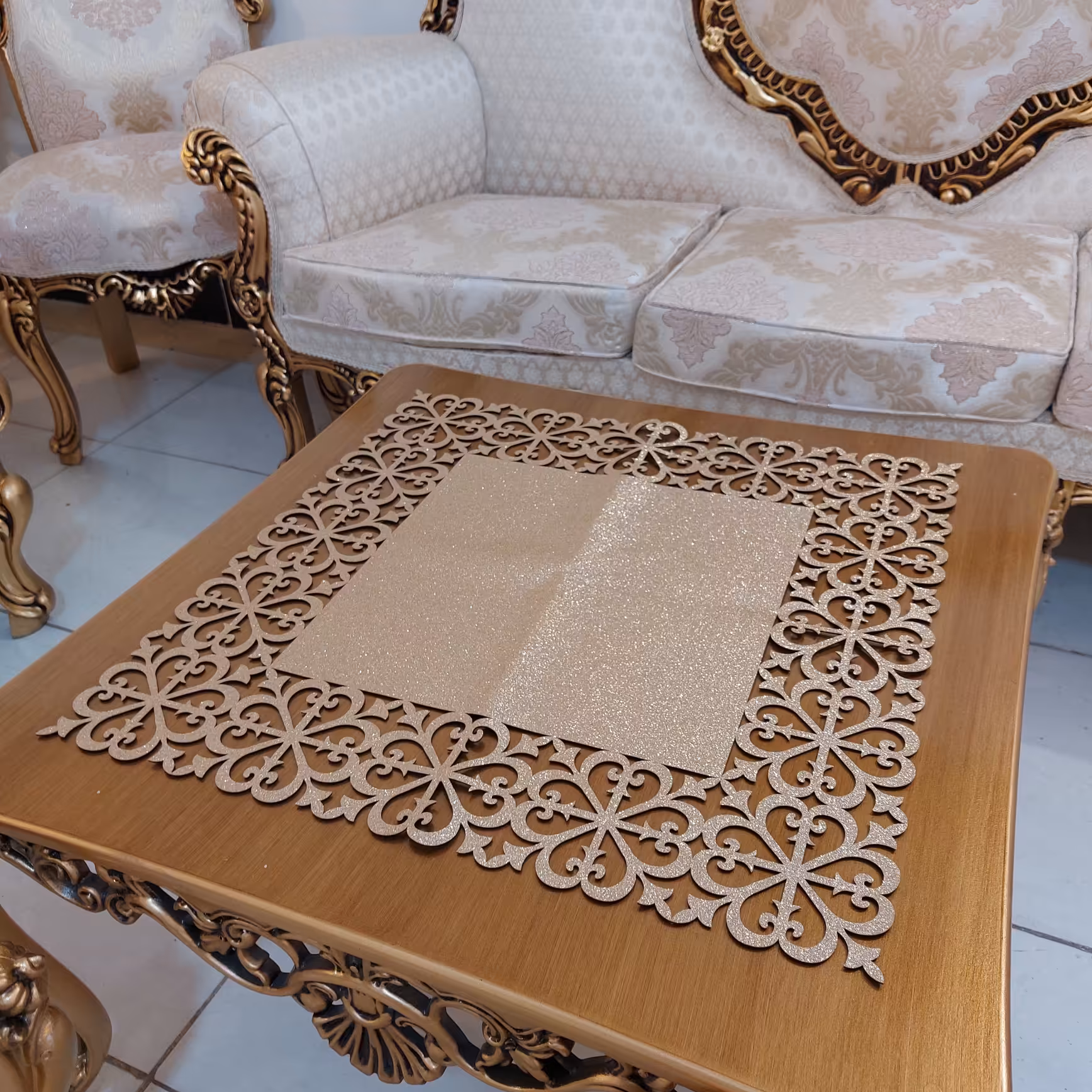 ست رومیزی 3 تکه مدل نیلوفر کد 6060