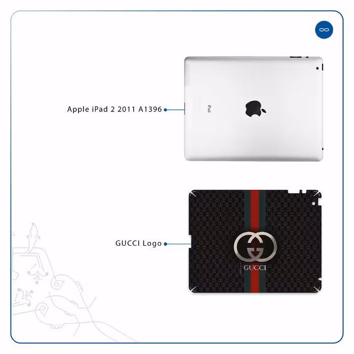 برچسب پوششی ماهوت مدل GUCCI-Logo مناسب برای تبلت اپل iPad 2 2011 A1396
