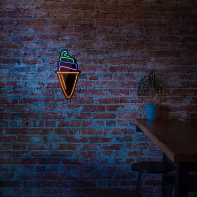 چراغ دیواری نئون دیزاین طرح Ice-Cream-3-BL_MLC