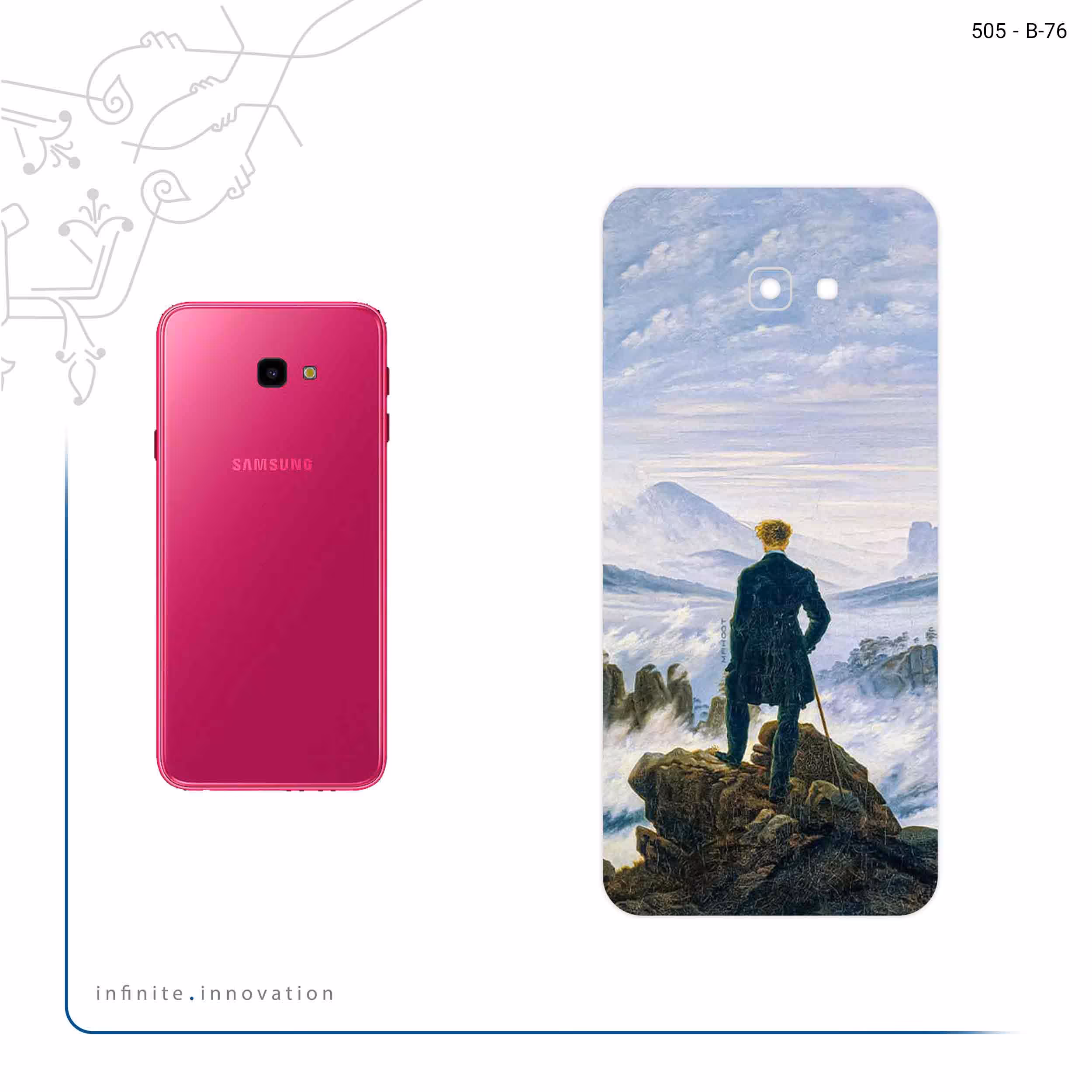 برچسب پوششی ماهوت مدل Wanderer above the Sea of Fog مناسب برای گوشی موبایل سامسونگ Galaxy J4 Plus
