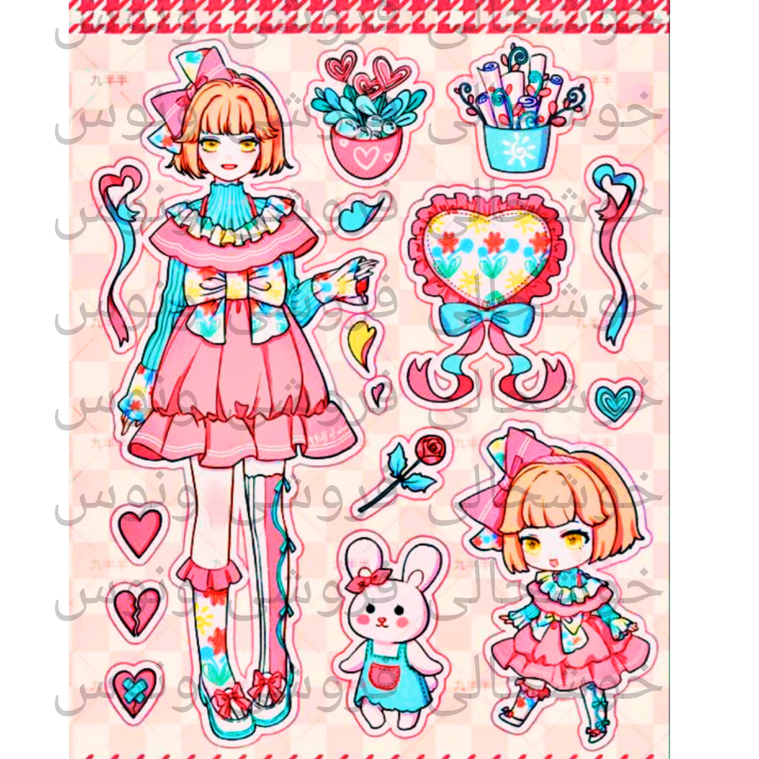 پک استیکر انیمه ای ژورنالی (برچسب)دخترانه