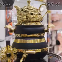 کتری قوری رنگی مشکی طلایی 6 لیتر 