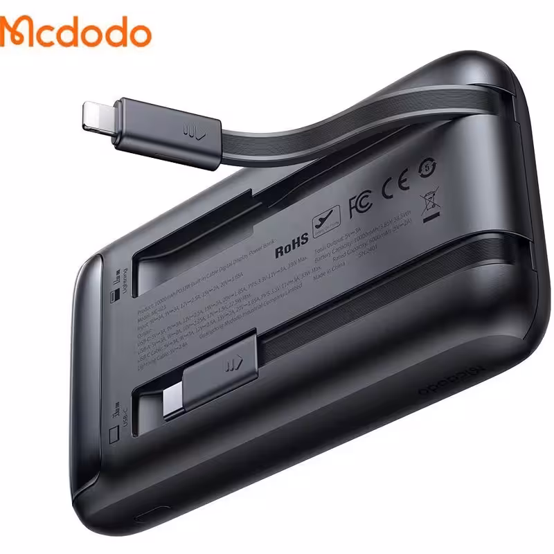 پاوربانک 10000 مک دودو Mcdodo MC-0231 توان 33 وات همراه با کابل متصل