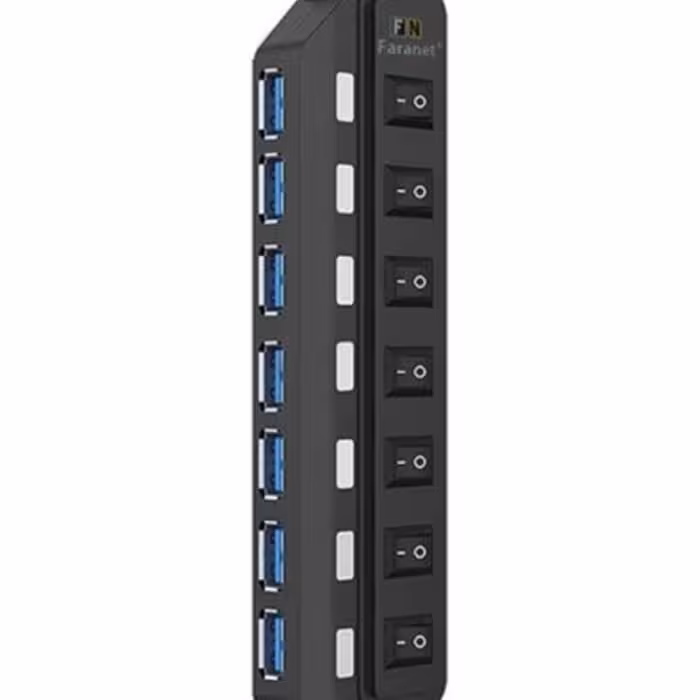 هاب 7 پورت USB 3.0 کلید دار همراه آداپتور فرانت FN-U3H701S