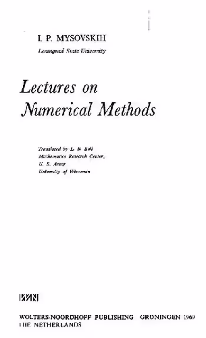 خرید و دانلود نسخه کامل کتاب Mysovskih lectures on numerical meth.