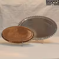 مجمع مسی بیضی چکشی زنجان لبه دار نانو | سایز 1 _ قطر 20*35 | دیس ظروف پذیرایی مسی مدل شوکا