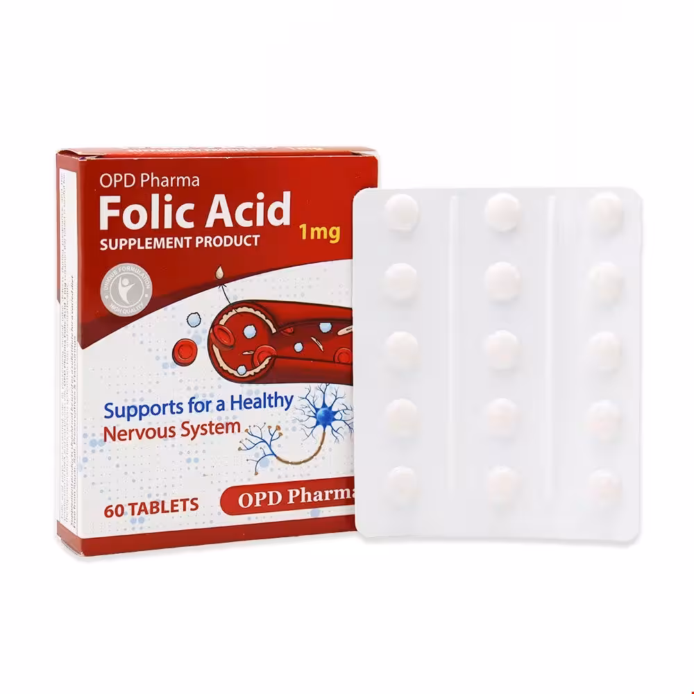 قرص فولیک اسید 1 او پی دی فارما 60 عددی