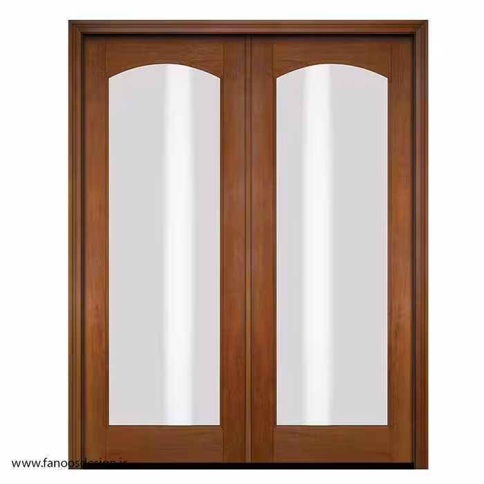 درب چوبی نشیمن با شیشه شفاف کد 1109