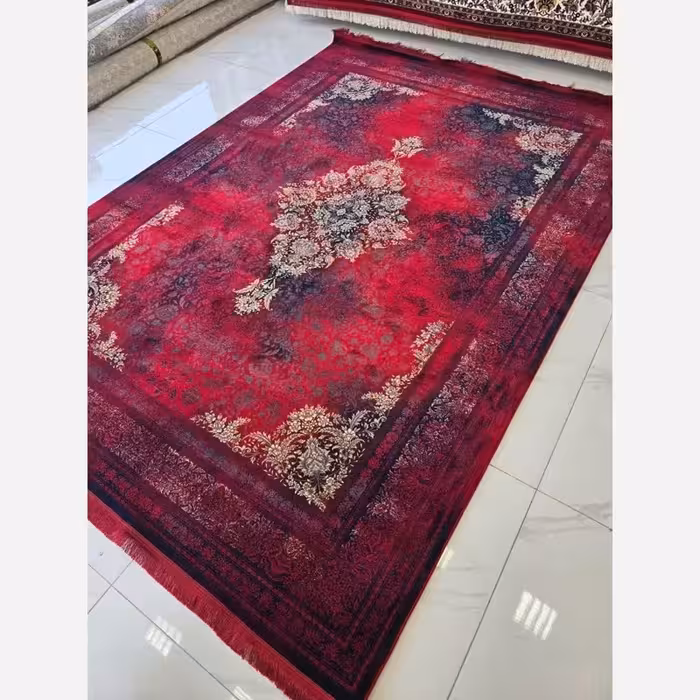 فرش قرمز 1200 شانه ماشینی کاشان طرح دلوین 9متری(باارسال رایگان)