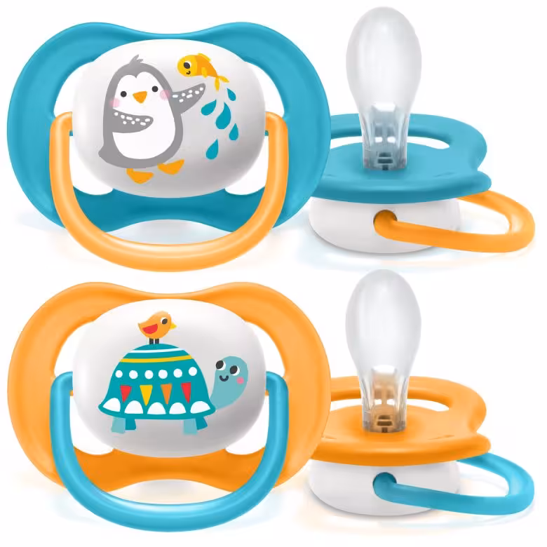 پستانک اونت اولترا ایر 6-18ماه avent ultra air طرح لاک پشت و پنگوئن