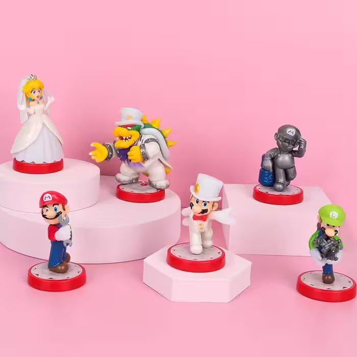 فیگور عروسی ماریو با پایه Super Mario مجموعه 6 عددی