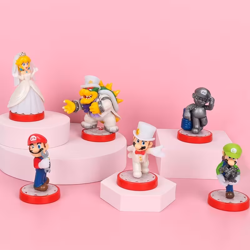 فیگور عروسی ماریو با پایه Super Mario مجموعه 6 عددی