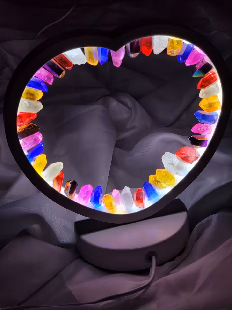 چراغ خواب آباژور سنگ طبیعی درخشان