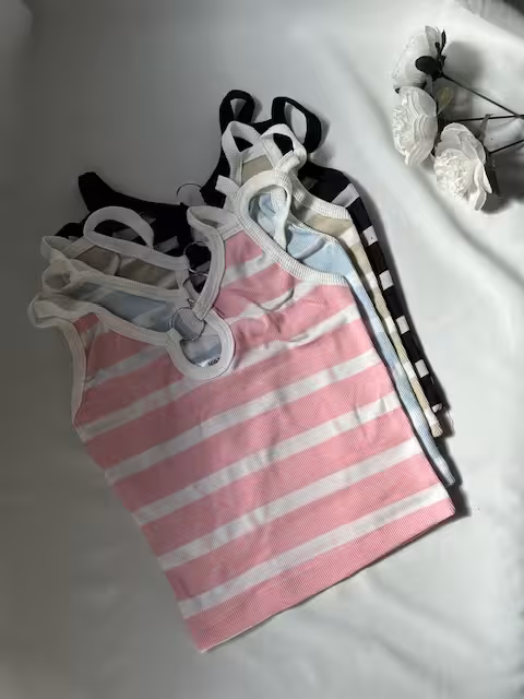 کراپ یقه حلقه دار راه راه