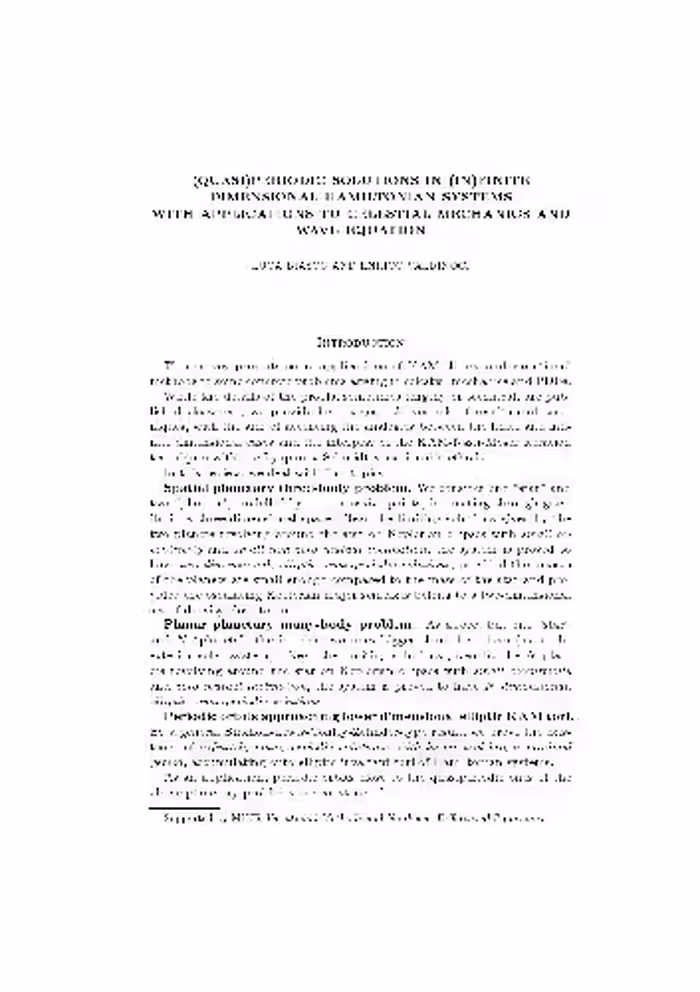 خرید و دانلود نسخه کامل کتاب (Quasy)periodic solution in (in)finite dimensional hamiltonian systems with applications to celestial mechanics and wave equation