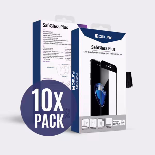دلفی پک 10 تایی گلس مشکی محافظ صفحه نمایش مدل SafiGlass Plus آیفون 8 - Hiapple.ir