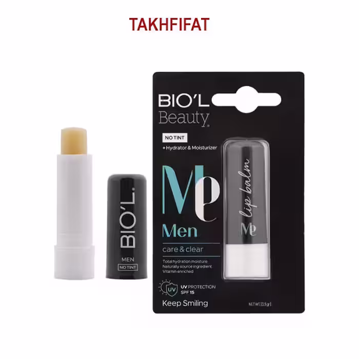 بالم لب بی رنگ بیول مدل Care And Clear با SPF15 مناسب آقایان وزن 4.8 گرم( Biol men lip balm )