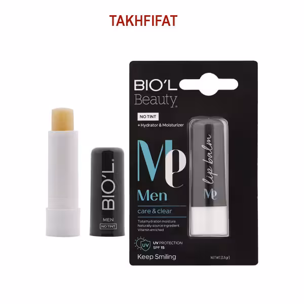 بالم لب بی رنگ بیول مدل Care And Clear با SPF15 مناسب آقایان وزن 4.8 گرم( Biol men lip balm )