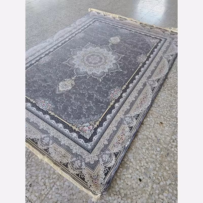 فرش ماشینی کاشان 1200 شانه طرح آرشیدا خاکستری 9متری(باارسال رایگان)