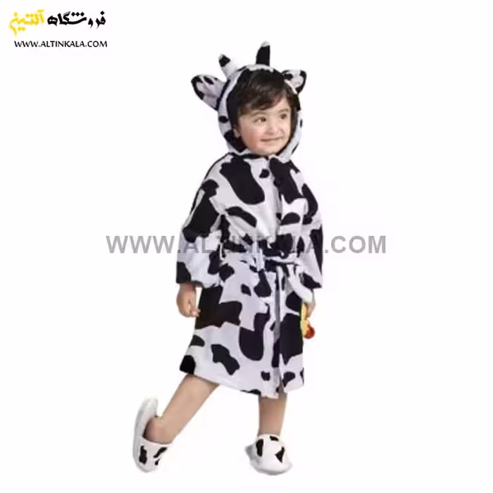 حوله پالتویی کودک پودایران طرح گاوی سایز 80