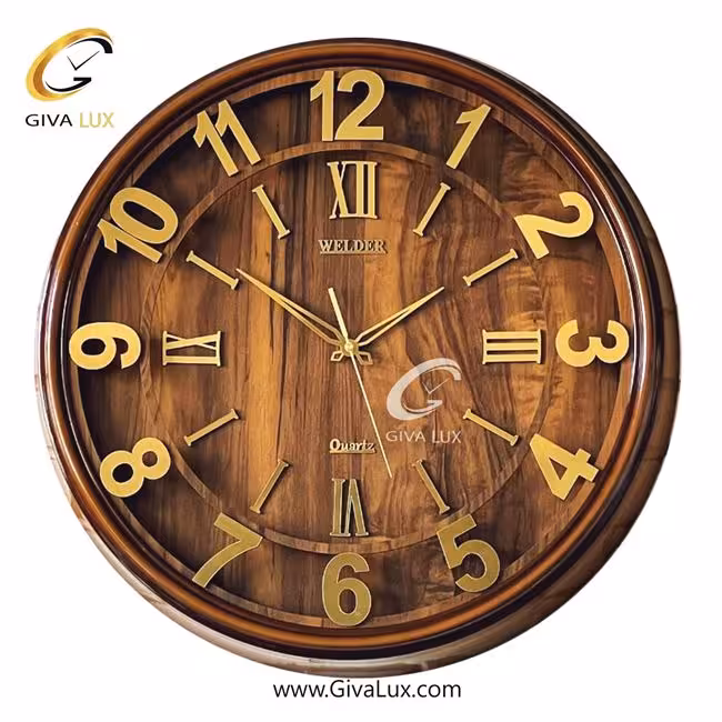ساعت دیواری اورجینال ولدر PVC قهوه ای| کد رفرنس 636