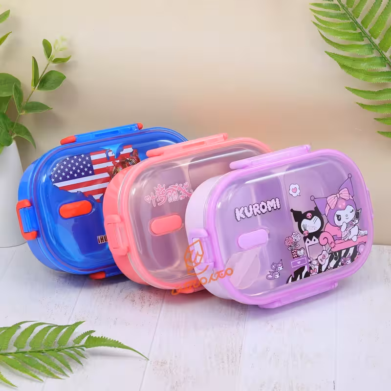 قیمت و خرید ظرف غذا 700 میل 2 خانه داخل استیل طرح کرومی کد 113