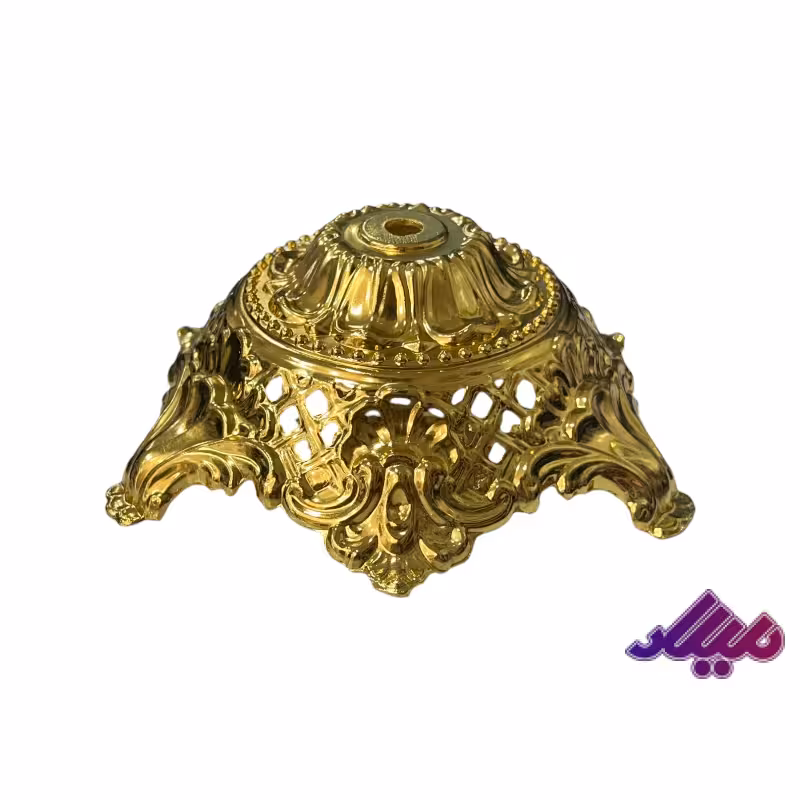 پایه سینی فلزی طرح کهن طلایی قطر 17 ارتفاع 7 سانت